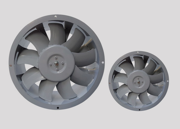 الجزء الثابت من المروحة الصناعية والجزء الدوار